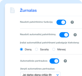 Išplėstiniai nustatymai darbo laiko sistemoje pavyzdys