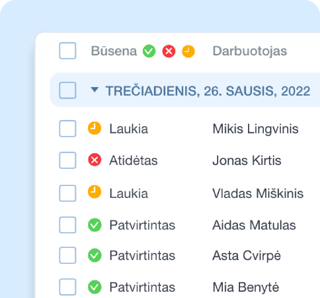 Žiniaraštis darbo laikui registruoti pavyzdys