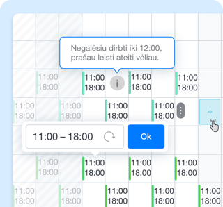 Suplanuoto darbo grafiko sistemoje pavyzdys