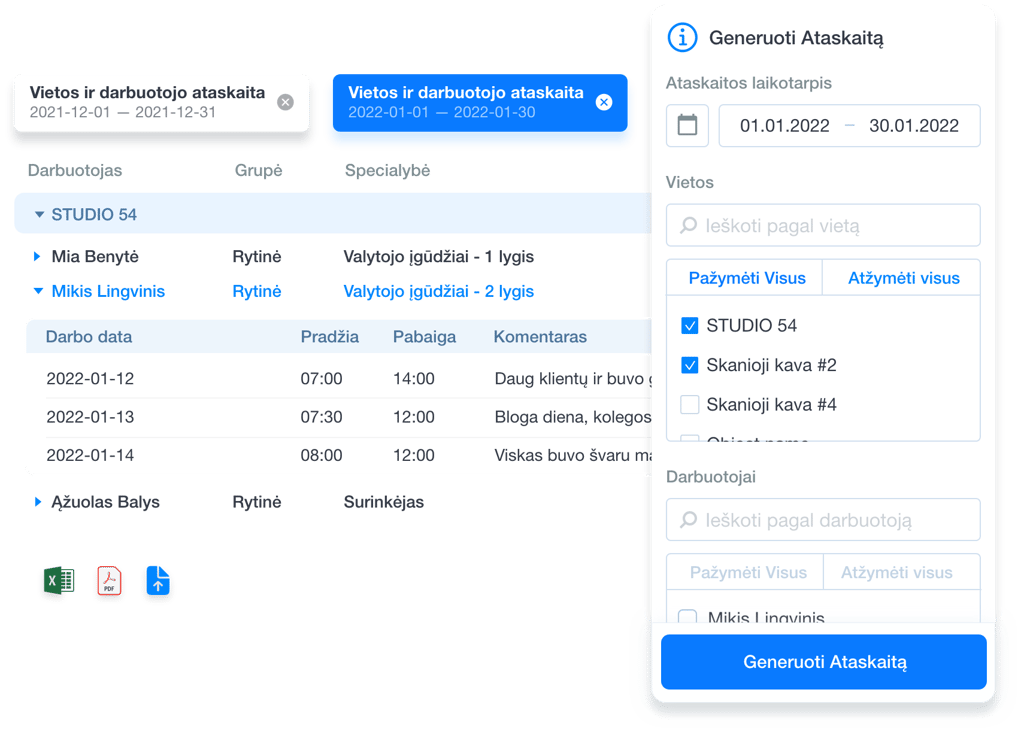 Išplėstinės Ataskaitos Grownu sistemoje ekrano kopija