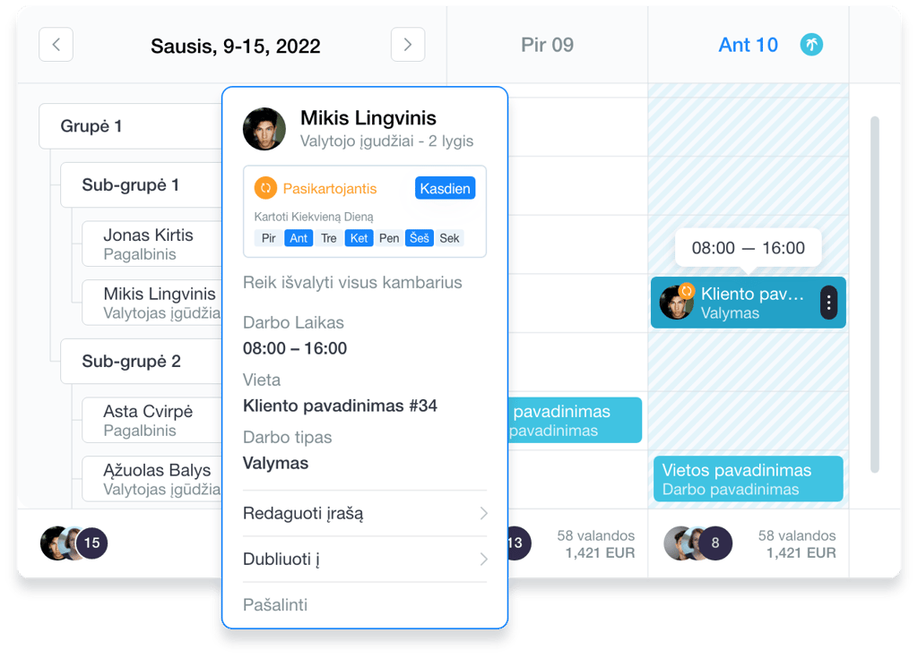 Užduočių planavimo ir darbo vykdymo stebėjimo sistema Grownu platformoje