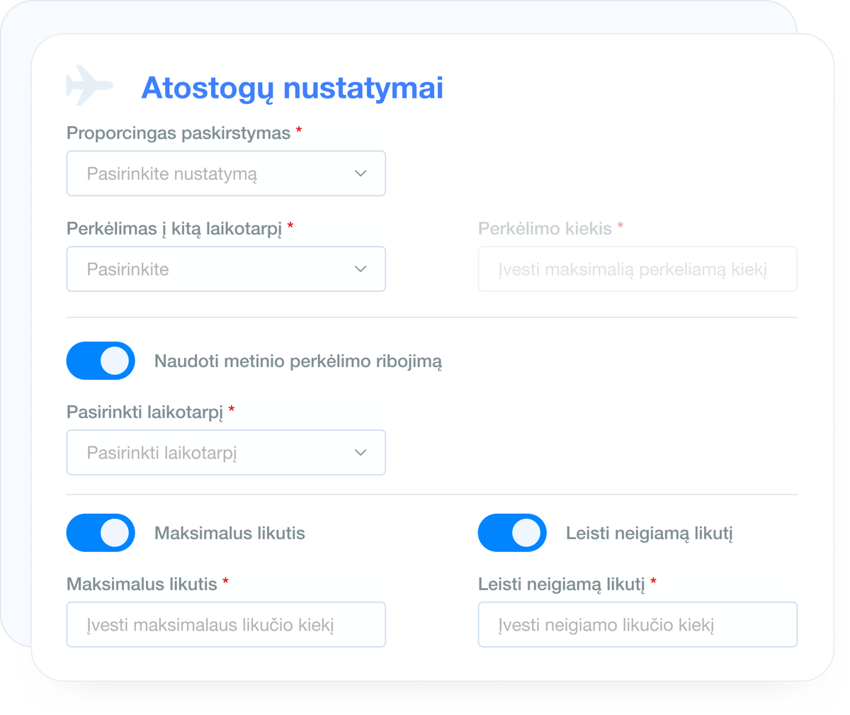 Atostogų likučių taisyklės, perkėlimas ir galiojimas