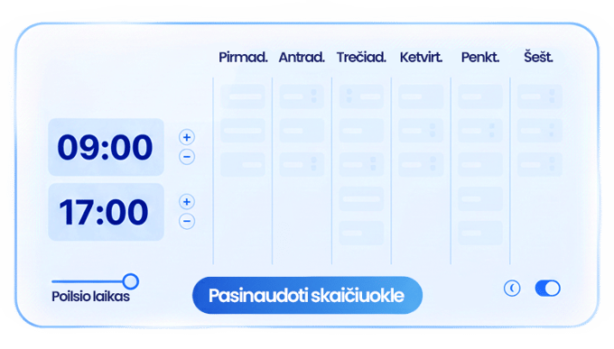 Savaitės darbo laiko skaičiuoklės iliustracija