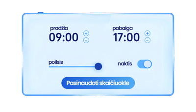 Darbo laiko nemokama dienos skaičiuoklė piešinukas mygtukui