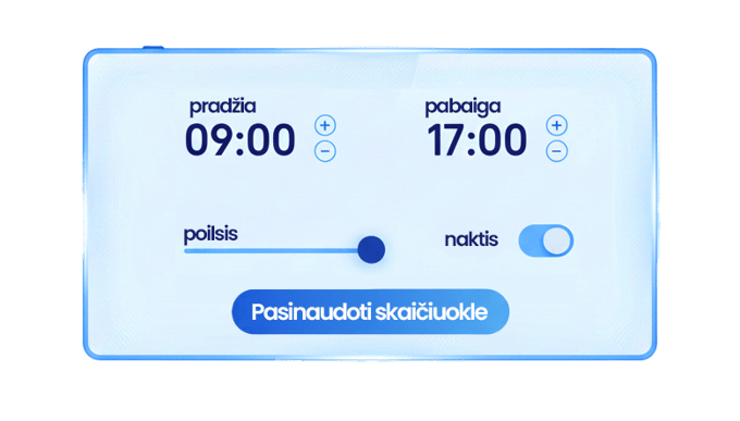 Dienos darbo laiko skaičiuoklės iliustracija