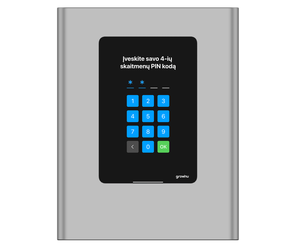 Lauko terminalo PIN įvedimo ekranas