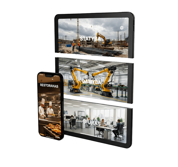 Darbo laiko terminalas pritaikomas įvairioms verslo veikloms bei objektams